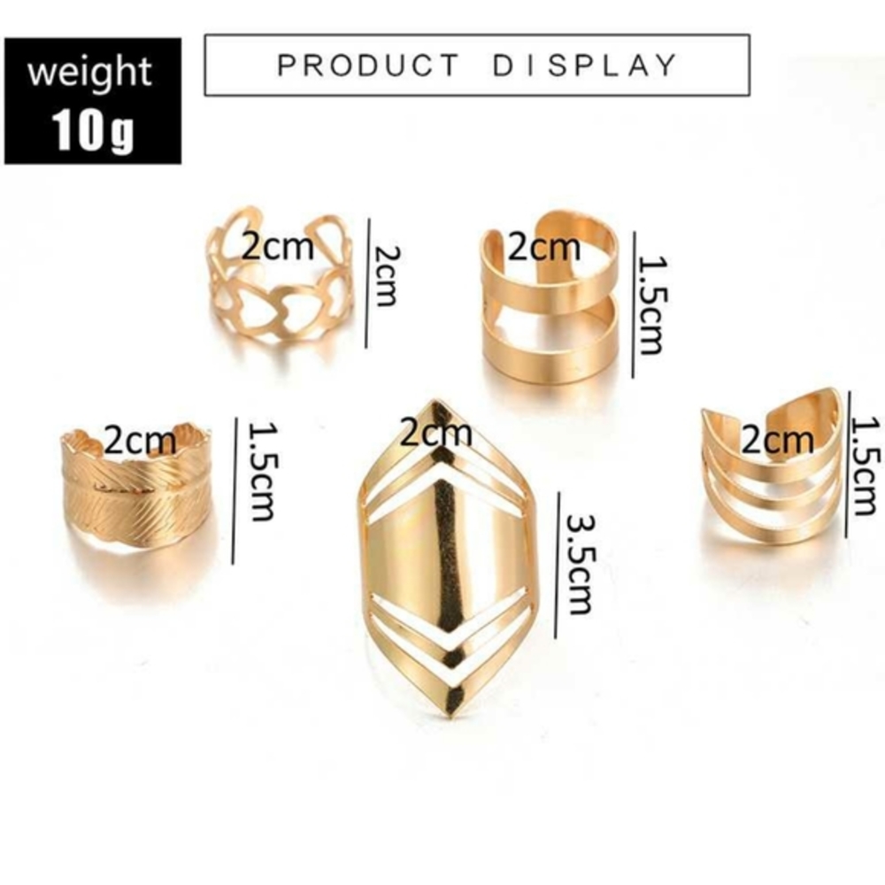 5 Stackable Gold Rings - Picture 2 of 6